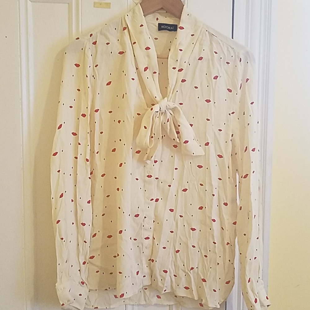 Kookai Lip Print Blouse